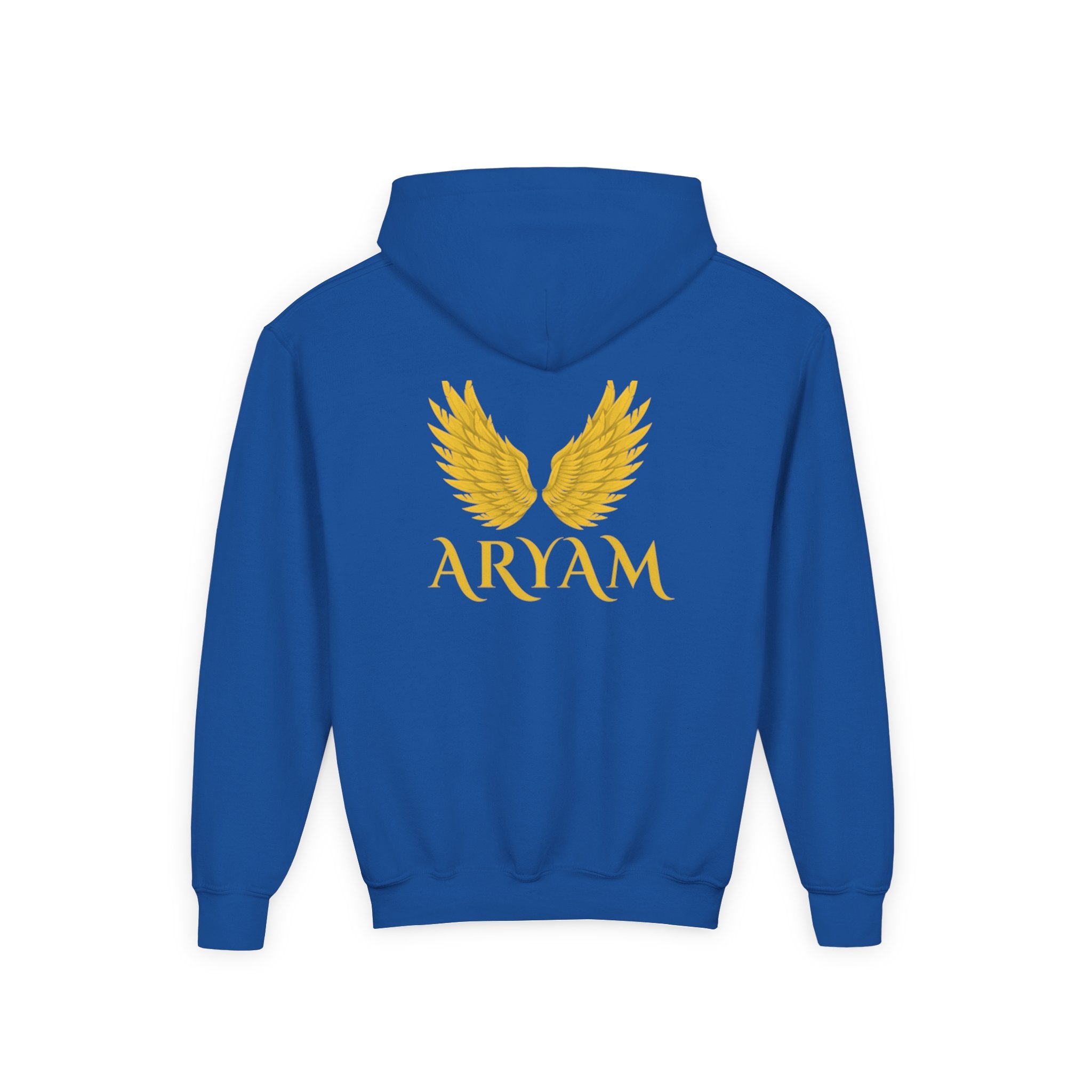 Youth Winged Hoodie with Aryam Print, Cozy Youth Sweatshirt, Unique Kids Hooded Sweatshirt, Perfect for Gifts, Stylish Youth Apparel