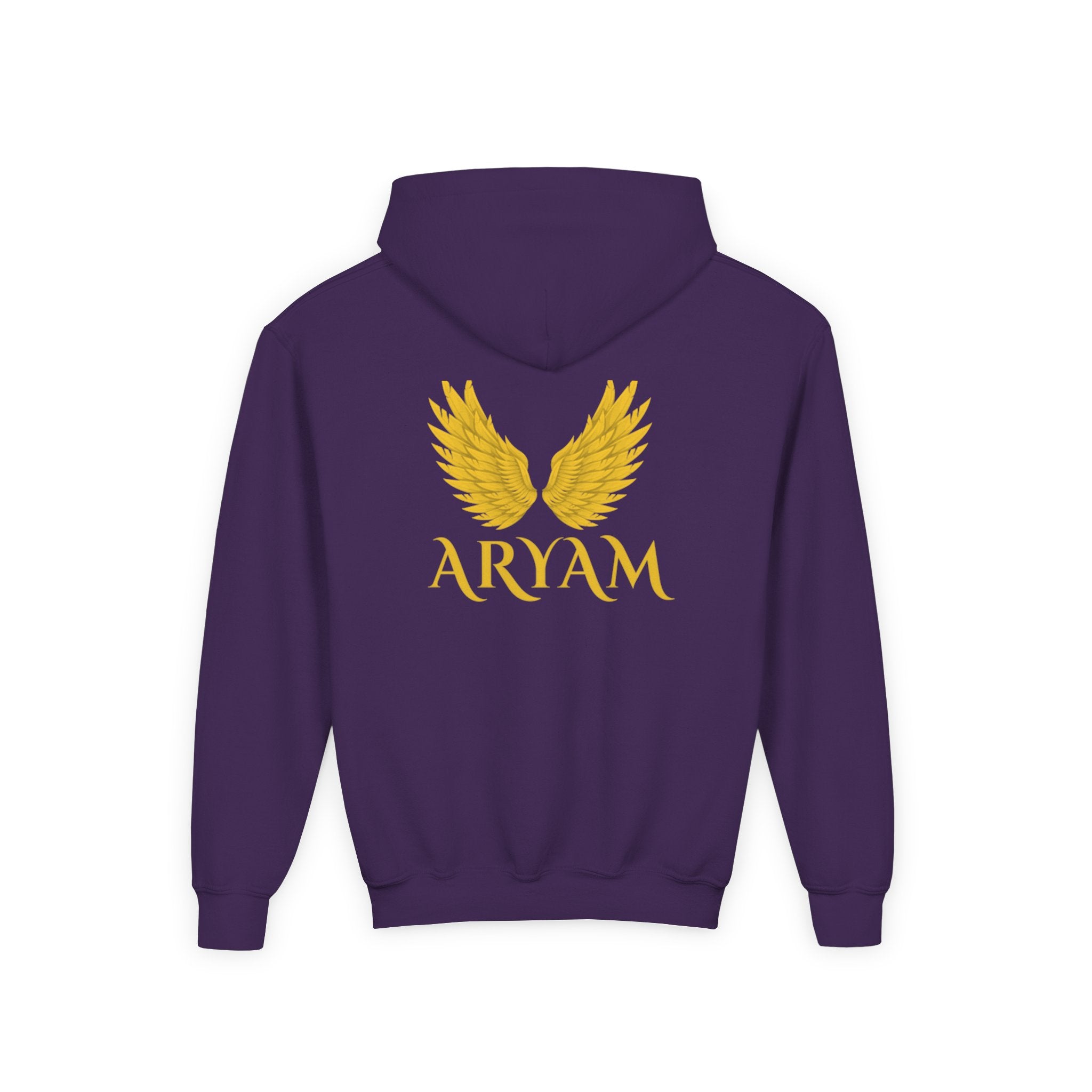 Youth Winged Hoodie with Aryam Print, Cozy Youth Sweatshirt, Unique Kids Hooded Sweatshirt, Perfect for Gifts, Stylish Youth Apparel