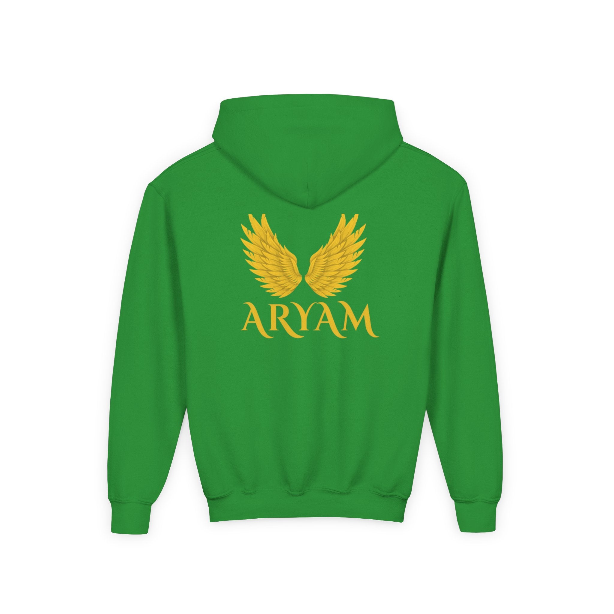 Youth Winged Hoodie with Aryam Print, Cozy Youth Sweatshirt, Unique Kids Hooded Sweatshirt, Perfect for Gifts, Stylish Youth Apparel
